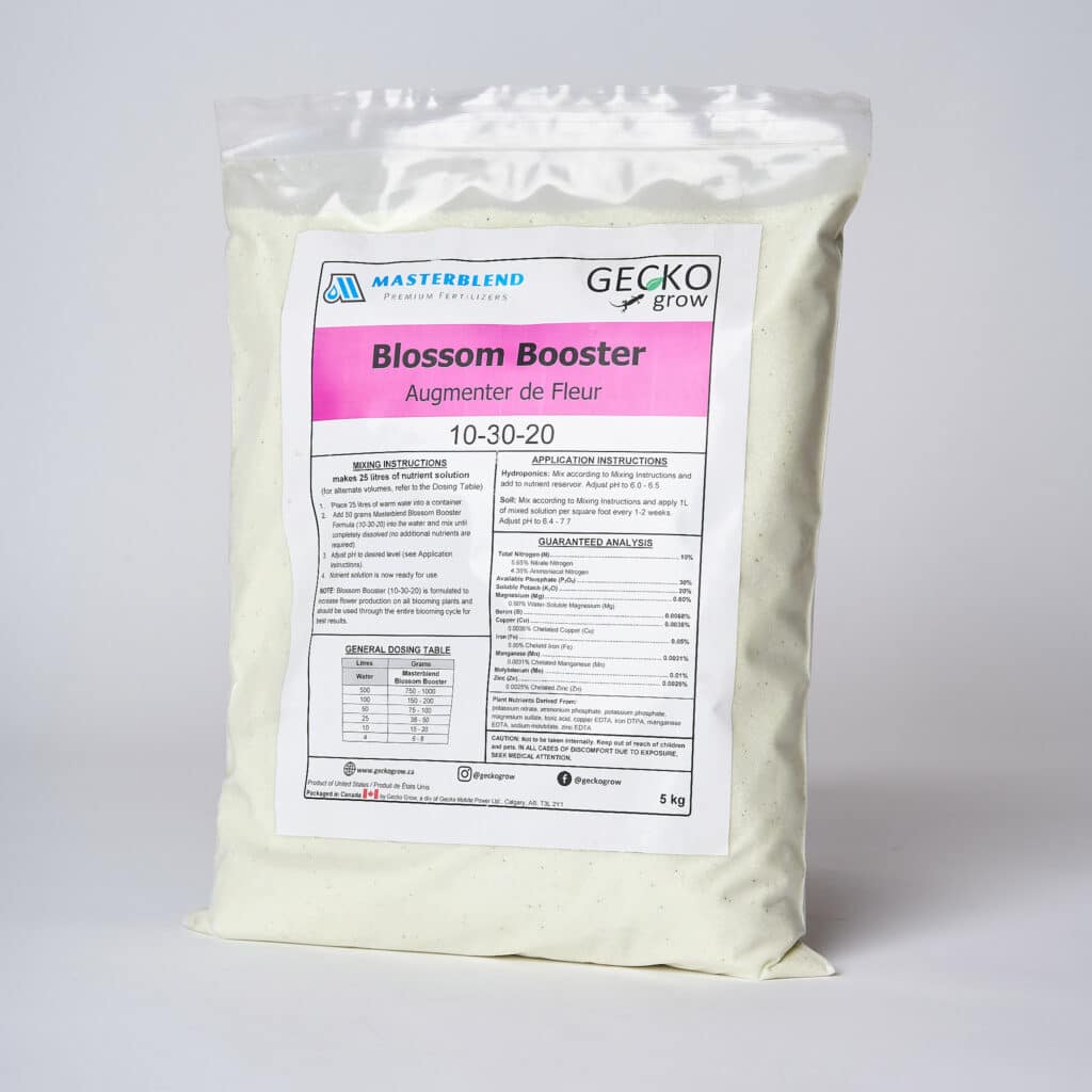bag of blossom booster sitting on the floor