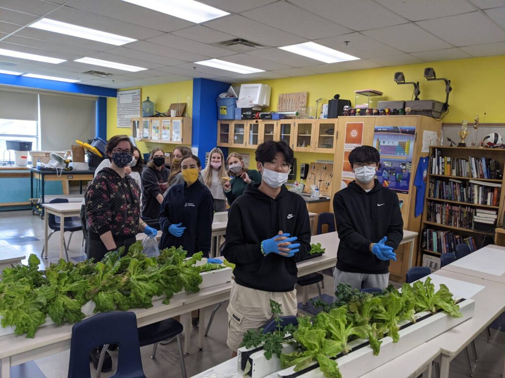 students about to harvest