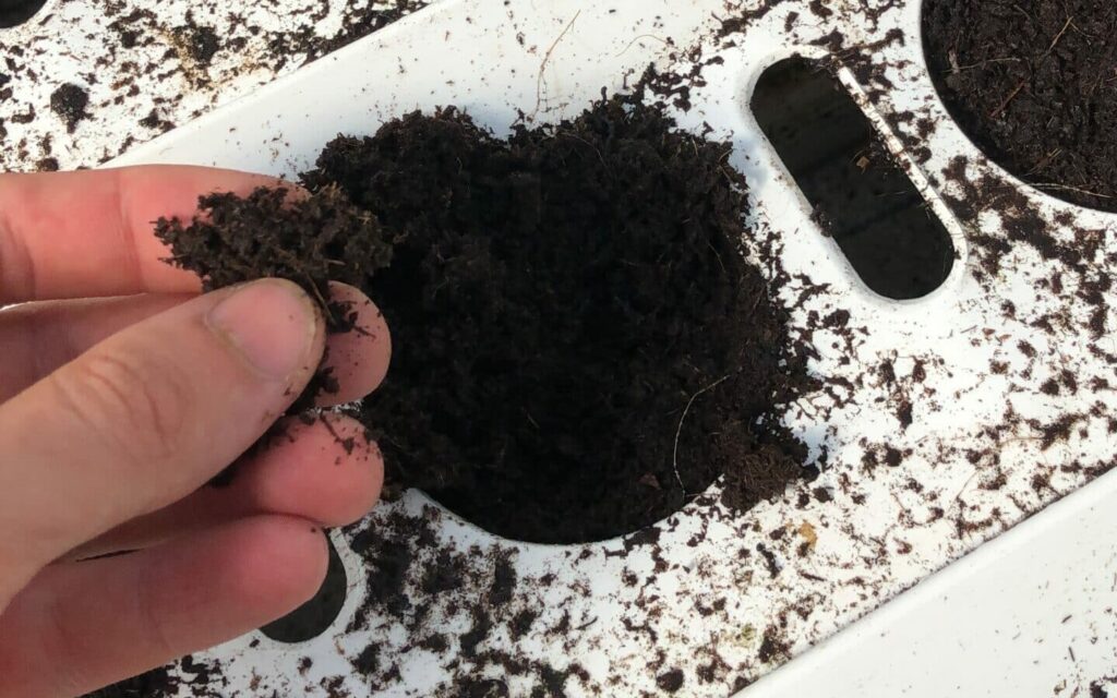dirt and a plug tray