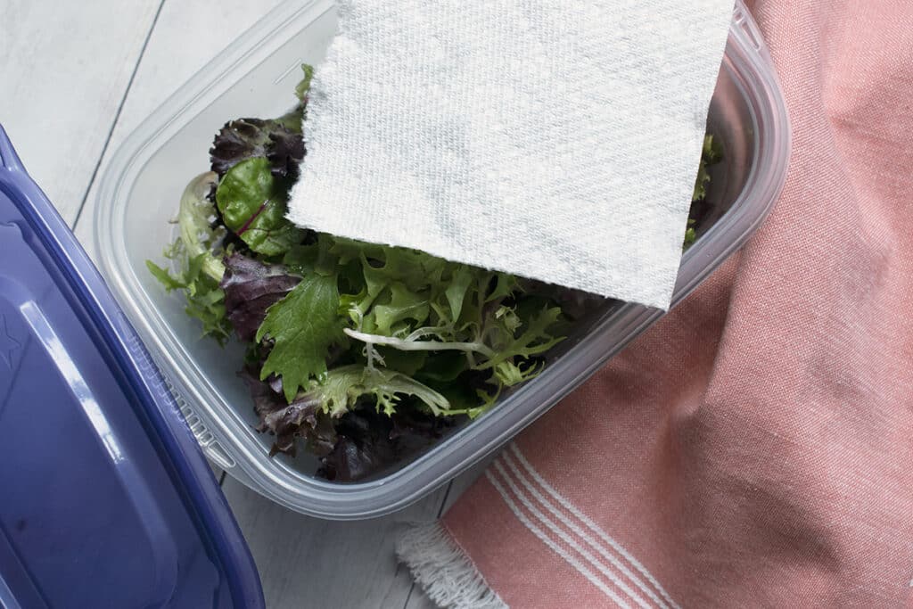 fresh spring mix in a container