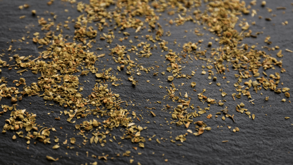 dried thyme in a black background