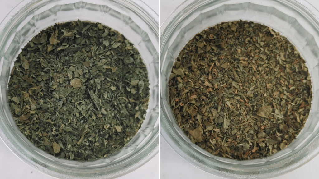dried herbs in jars